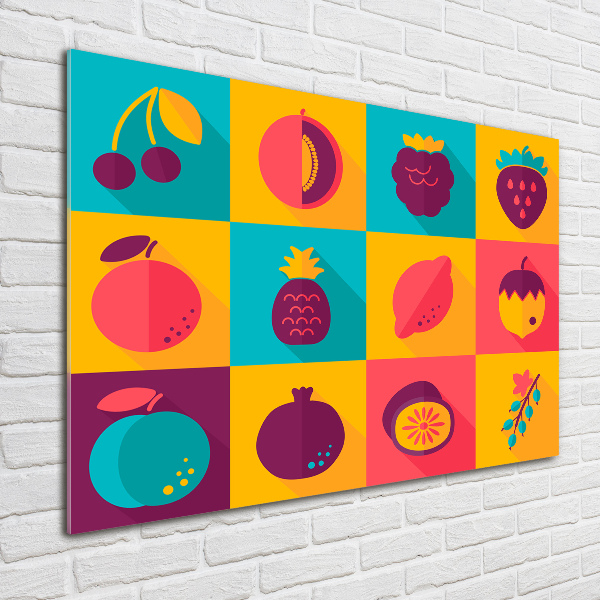 Schilderij op glas Fruitpictogrammen
