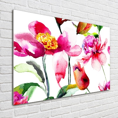 Schilderij glas Wilde bloemen
