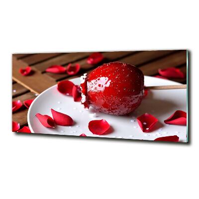 Schilderij glas Appel aan een stokje