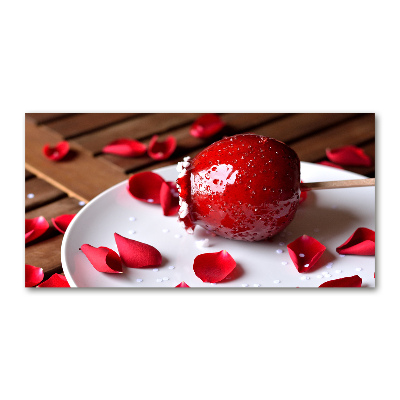 Schilderij glas Appel aan een stokje