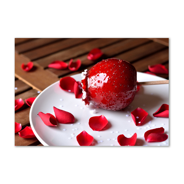 Schilderij glas Appel aan een stokje