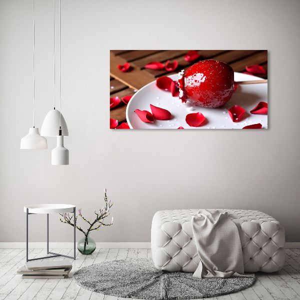 Schilderij glas Appel aan een stokje