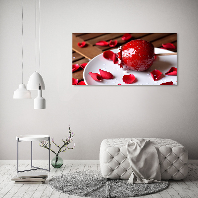 Schilderij glas Appel aan een stokje