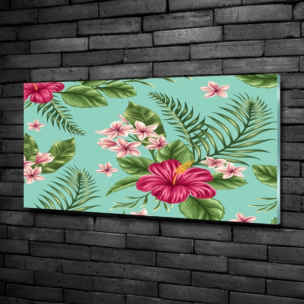 Schilderij glas Hawaiiaanse bloemen