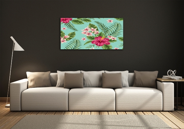 Schilderij glas Hawaiiaanse bloemen