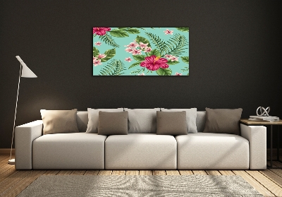 Schilderij glas Hawaiiaanse bloemen