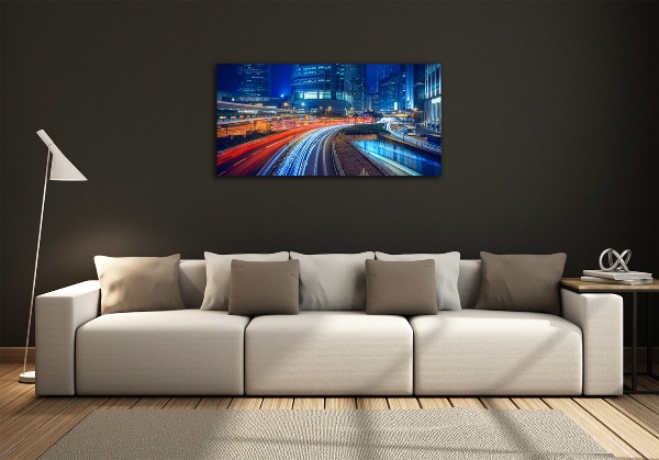 Glazen schilderij Hong Kong 's nachts