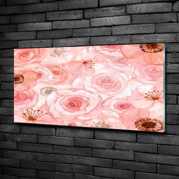 Glazen schilderij Bloemenpatroon