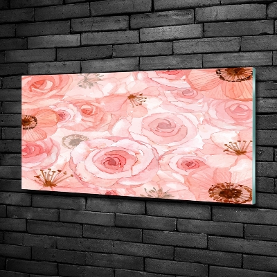 Glazen schilderij Bloemenpatroon