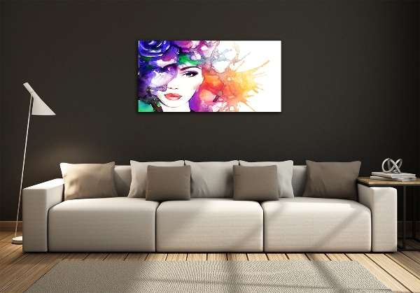 Schilderij glas Portret van een vrouw