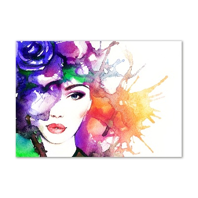 Schilderij glas Portret van een vrouw