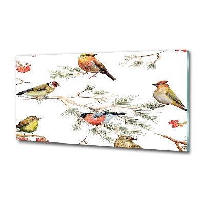 Glazen schilderij Bosvogels en planten