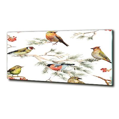 Glazen schilderij Bosvogels en planten