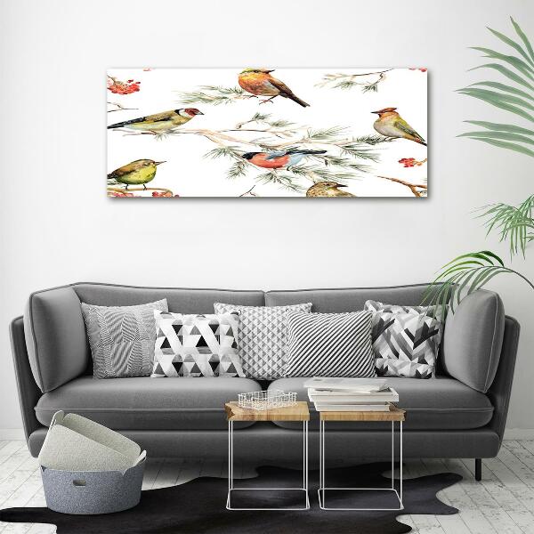 Glazen schilderij Bosvogels en planten