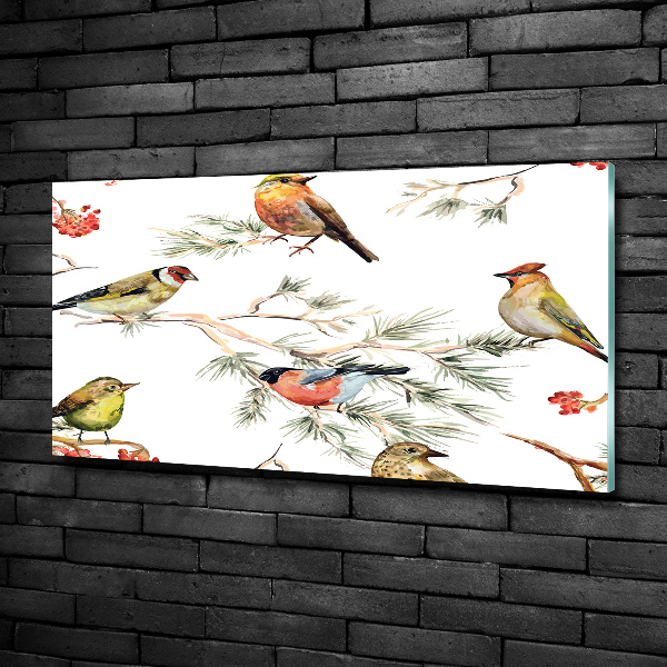 Glazen schilderij Bosvogels en planten