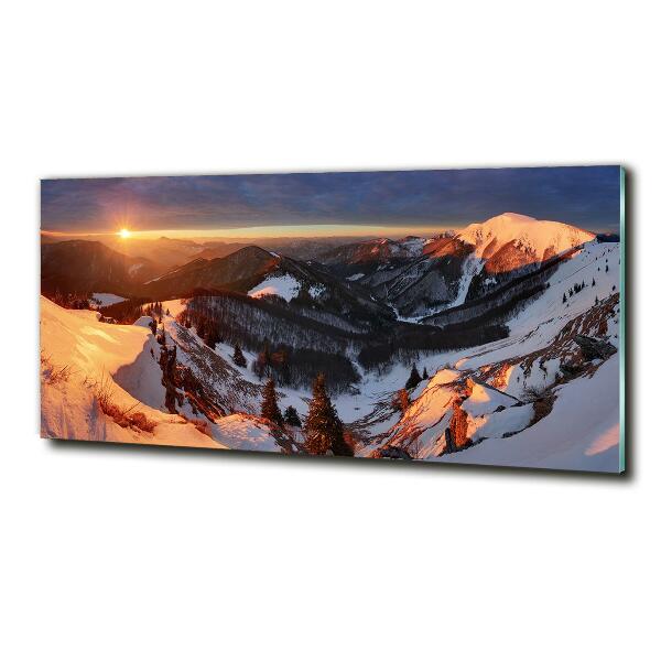 Glazen schilderij Winter in de bergen