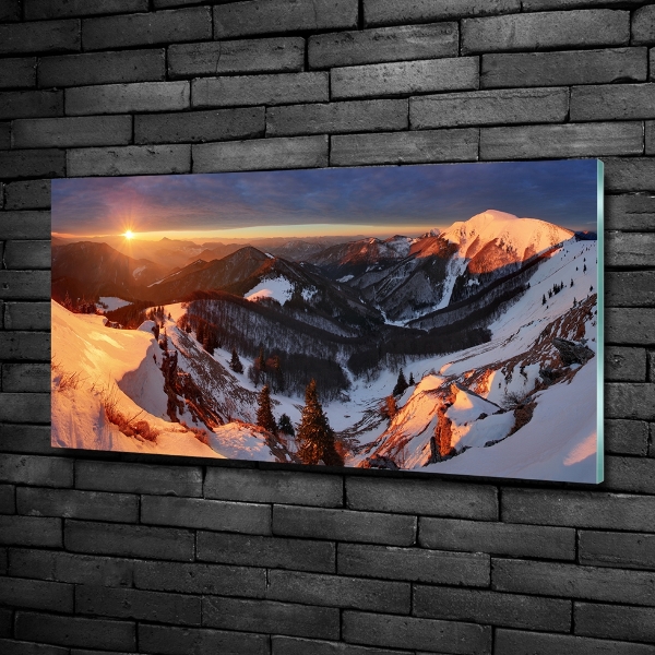 Glazen schilderij Winter in de bergen