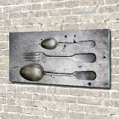 Schilderij glas Bestek