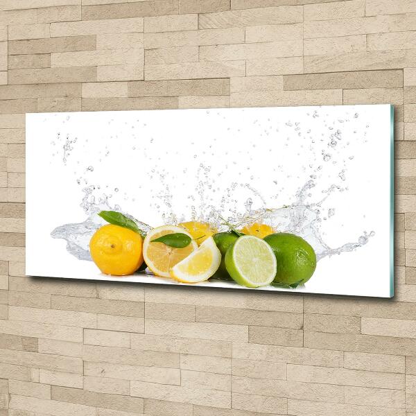 Schilderij glas Citrus en water