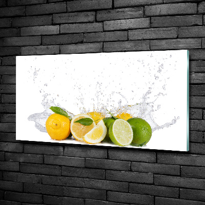 Schilderij glas Citrus en water