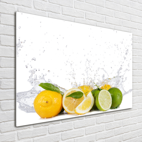 Schilderij glas Citrus en water