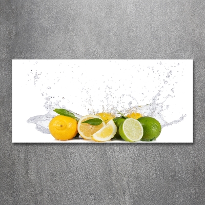 Schilderij glas Citrus en water