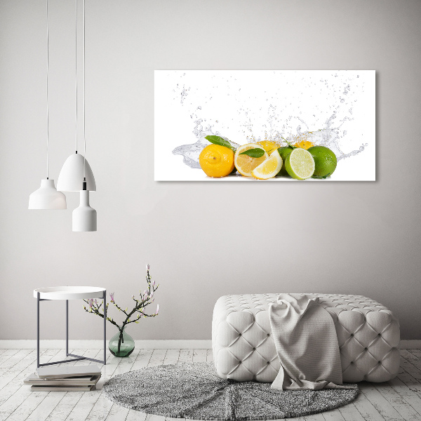 Schilderij glas Citrus en water