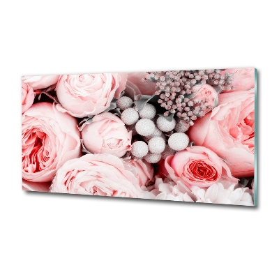 Schilderij glas Een boeket bloemen