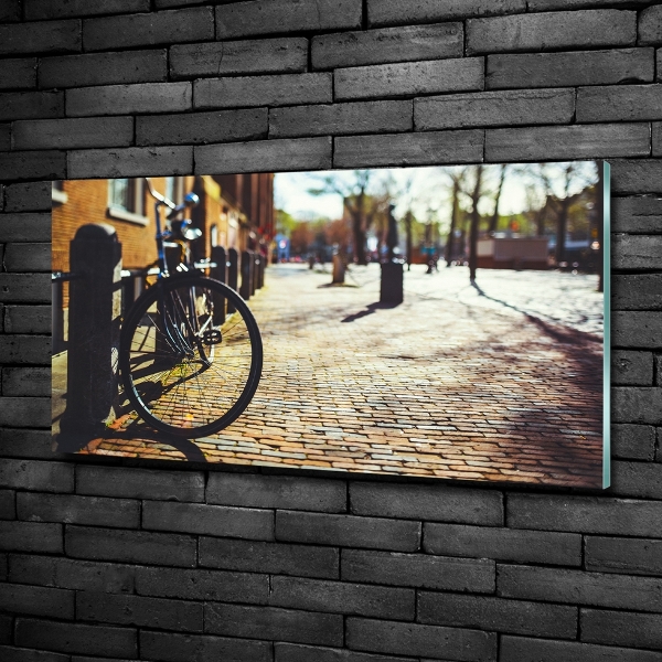 Glazen schilderij Fietsen in Amsterdam