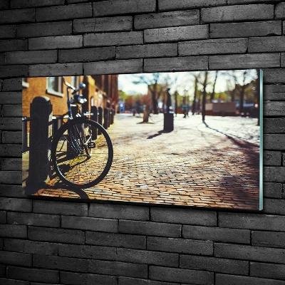 Glazen schilderij Fietsen in Amsterdam