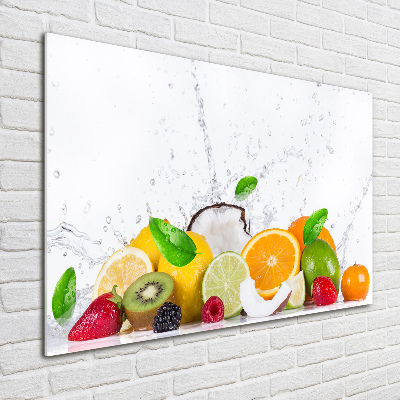 Glazen schilderij Fruit en water