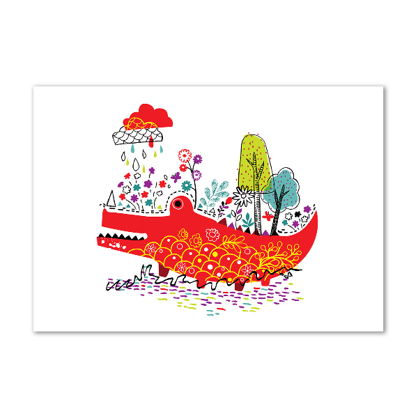 Glazen schilderij Kleurrijke krokodil