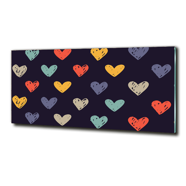 Glazen schilderij Kleurrijke harten