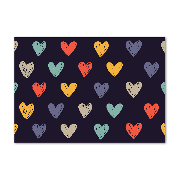 Glazen schilderij Kleurrijke harten