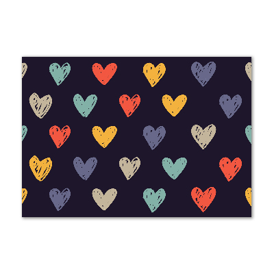 Glazen schilderij Kleurrijke harten