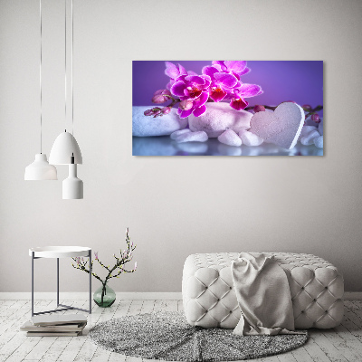 Glazen schilderij Orchidee en hart