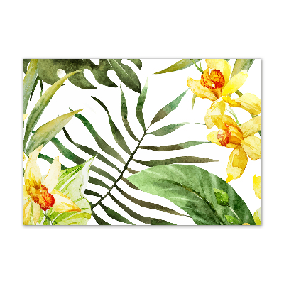 Schilderij glas Tropische bloemen