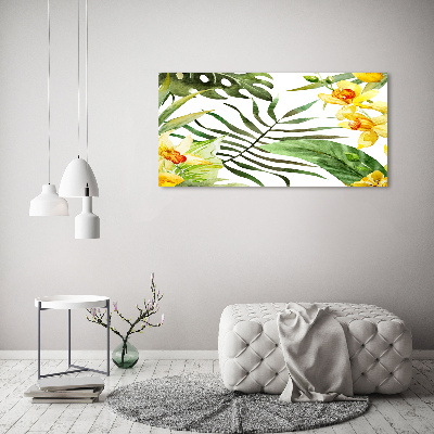 Schilderij glas Tropische bloemen