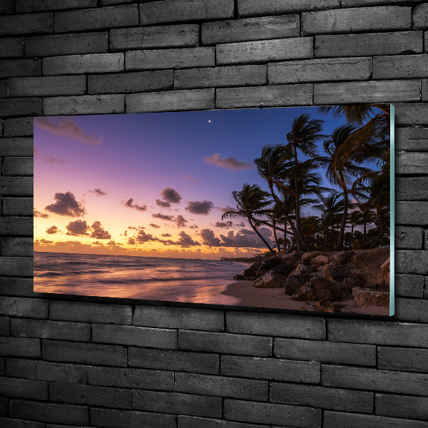Glazen schilderij Zonsondergang op het strand