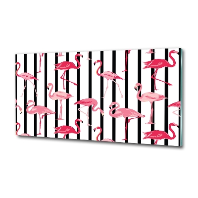 Foto schilderij op glas Gestreepte flamingo's