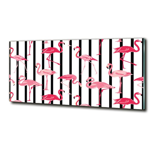 Foto schilderij op glas Gestreepte flamingo's