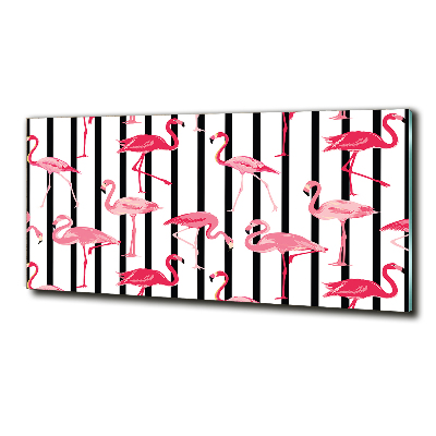 Foto schilderij op glas Gestreepte flamingo's