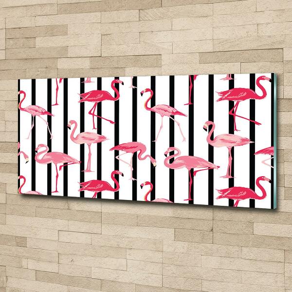 Foto schilderij op glas Gestreepte flamingo's