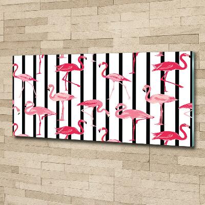 Foto schilderij op glas Gestreepte flamingo's