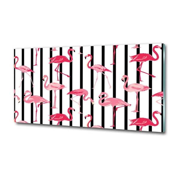 Foto schilderij op glas Gestreepte flamingo's