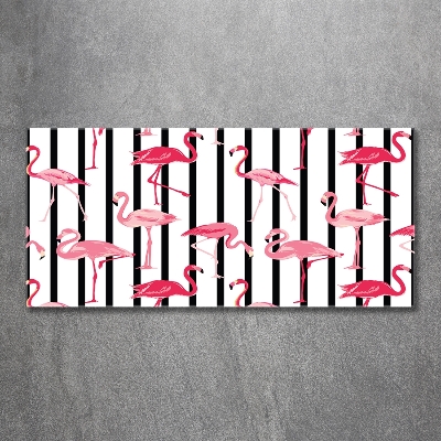 Foto schilderij op glas Gestreepte flamingo's
