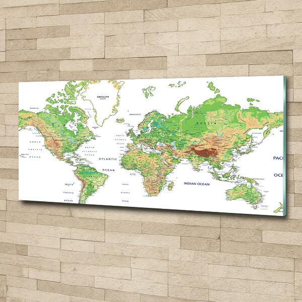 Glazen schilderij Wereldkaart