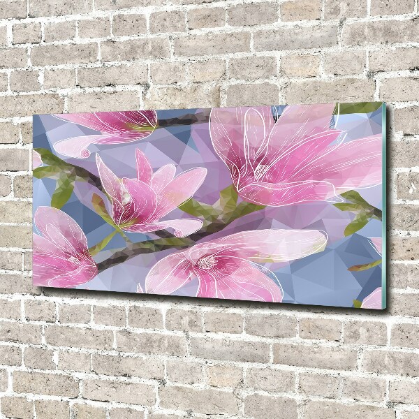Foto schilderij op glas Roze magnolia