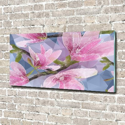 Foto schilderij op glas Roze magnolia