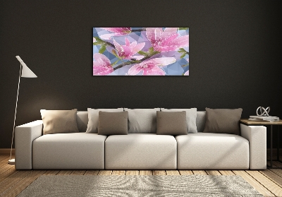 Foto schilderij op glas Roze magnolia